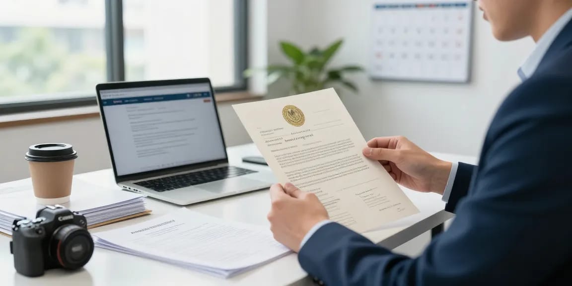 Apostille birth certificates being reviewed by a legal expert in a professional office setting with documents and official seals.