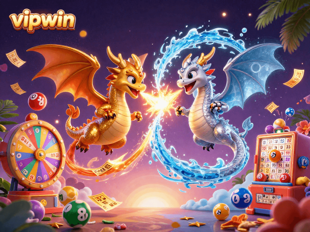 Experience thrilling wins at vipwin with vibrant colors and exciting game elements in this 3D illustration.
