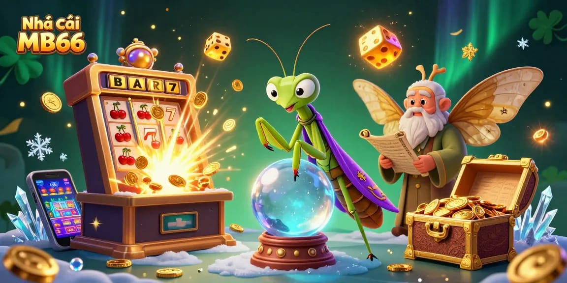 Experience the excitement of Nhà cái MB66 with a vibrant 3D casino scene featuring lucky motifs and engaging characters.