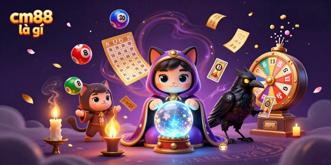 Engage with cm88 là gì in a vibrant lottery-themed 3D scene filled with mysticism and excitement.