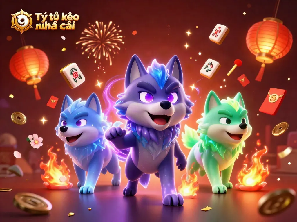 Engage with Tỷ lệ kèo nhà cái as mystical wolves embody energetic celebration in a stunning casino scene.