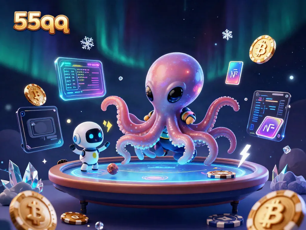 Experience the thrilling poker scene with 55qq’s alien octopus and futuristic elements for avid gamblers.