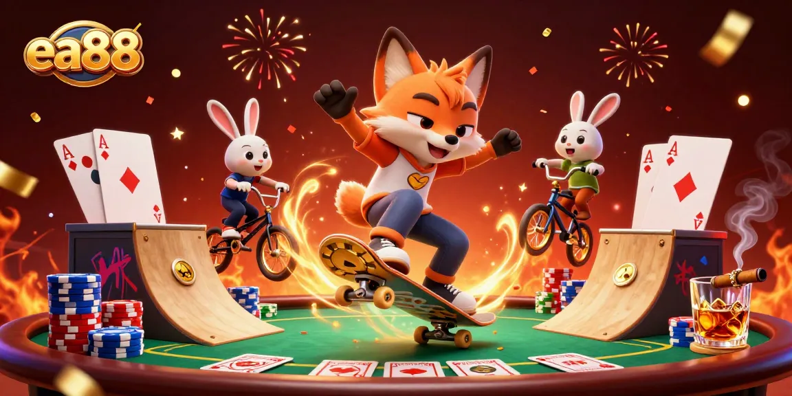 Experience exhilarating gambling action with ea88 featuring vibrant characters and casino symbols.