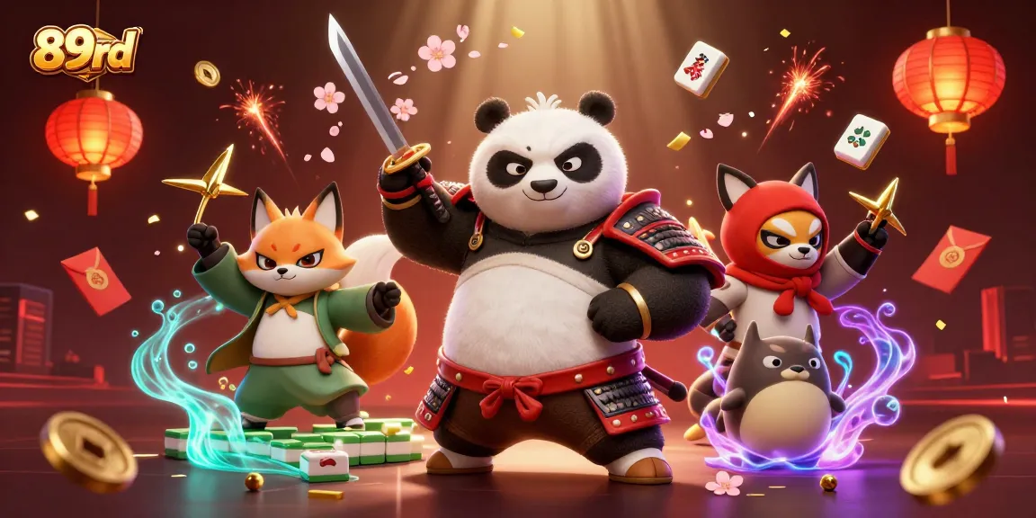 Engage with the vibrant 89bd casino scene featuring a samurai panda and ninja fox.