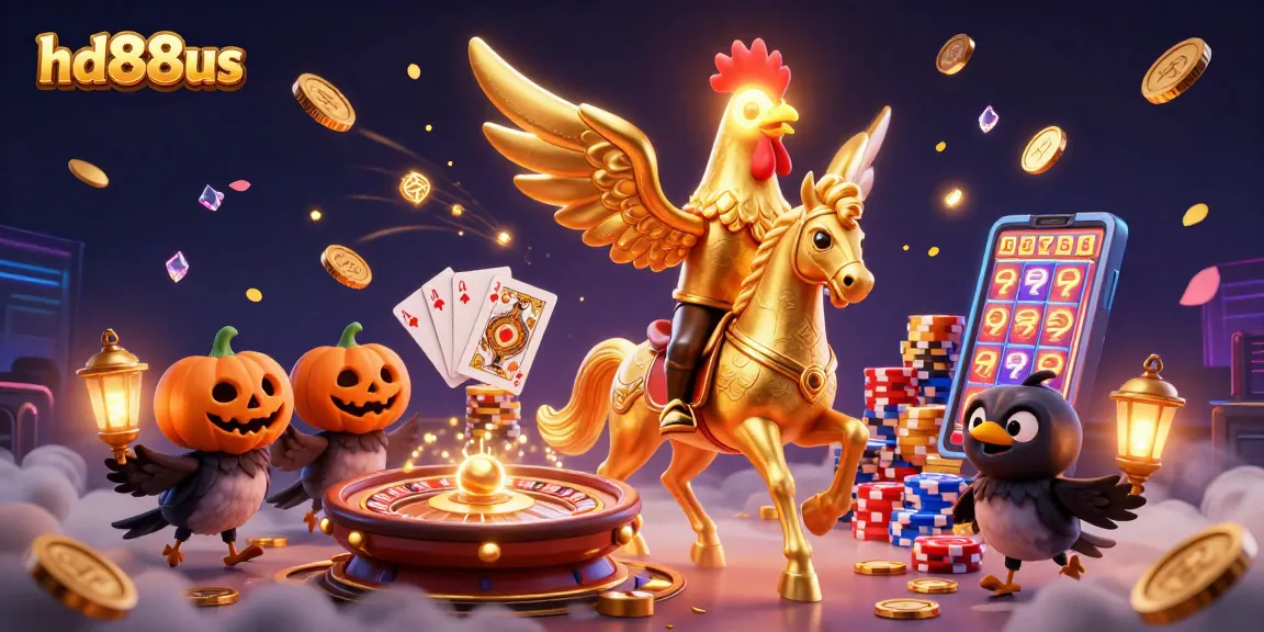 Experience enchanting gameplay with hd88us, featuring a golden rooster and lively casino atmosphere.