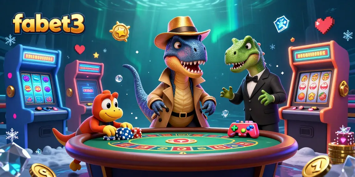 fabet3 showcases a velociraptor card counter at a dynamic blackjack scene with colorful slot elements.