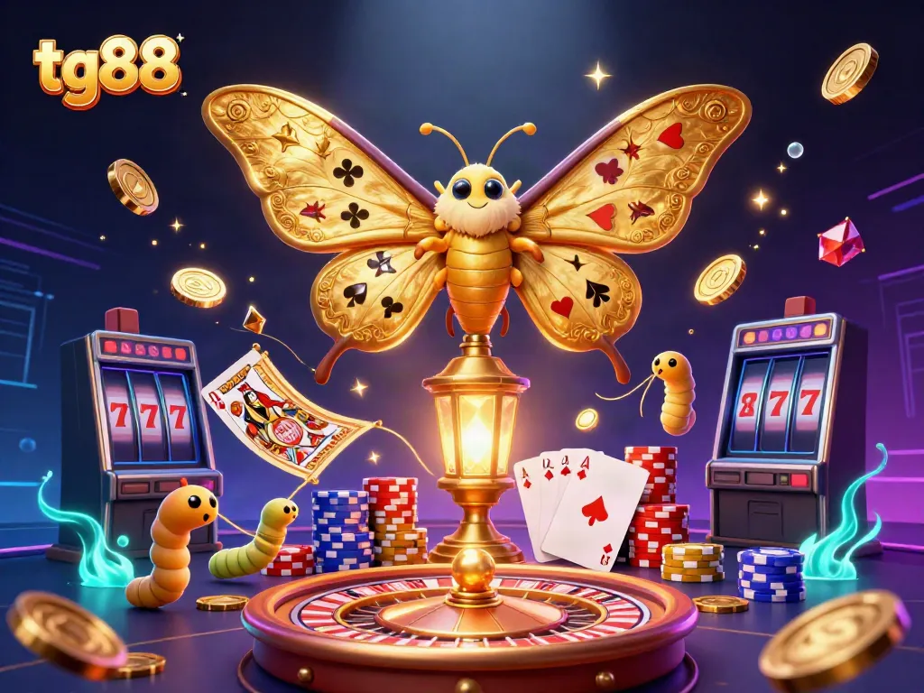 Experience winning opportunities at tg88 with an enchanting 3D casino illustration of vibrant characters and gaming elements.