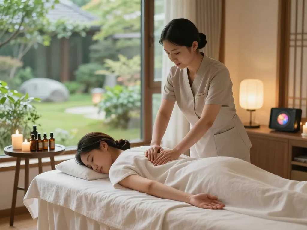 Relaxing 서울출장마사지 session showcasing therapy in a calm home environment.