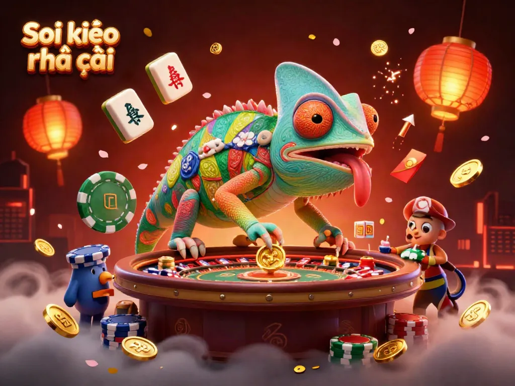 Experience vibrant Soi kèo nhà cái action with the chameleon casino owner and golden coins.