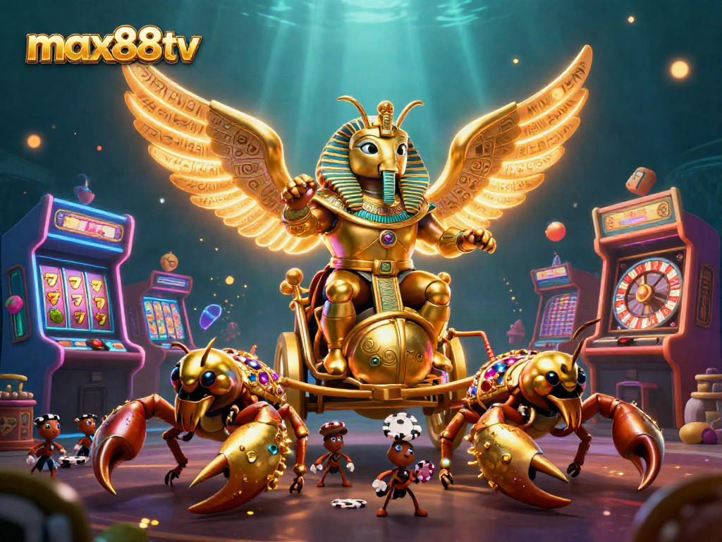Experience thrilling wins at max88tv with a vibrant casino scene featuring vibrant slot reels and dynamic characters.