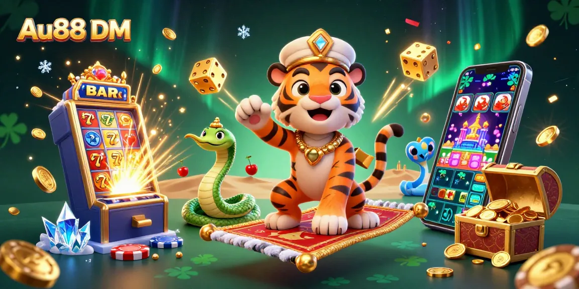 Experience excitement at Au88 DM with a vibrant scene showcasing a magical casino adventure.