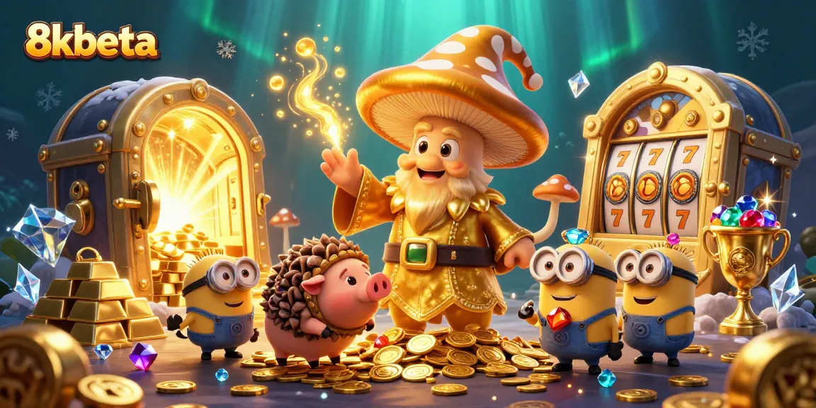 Experience the thrill of 8kbeta with golden treasures and slot games in a vibrant casino scene.