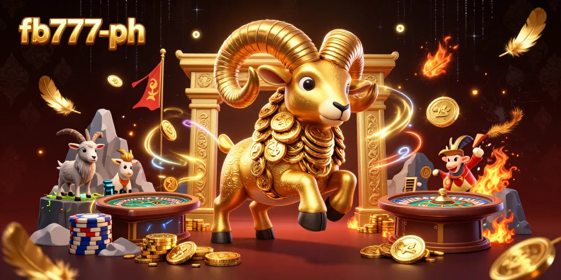 Experience dynamic gaming action with fb777-ph in this vibrant casino scene featuring golden ram and electrifying elements.