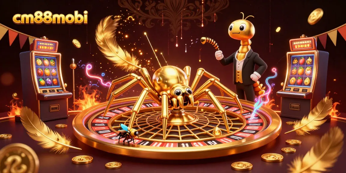 Watch the cm88mobi fly nervously place bets while golden spider spins the roulette web.