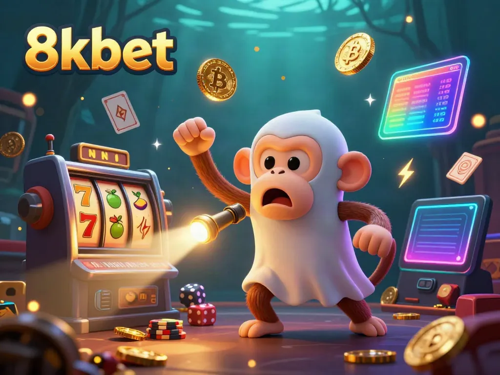 Experience thrilling moments with 8xbet in a vibrant haunted casino scene featuring playful 3D characters and exciting gambling elements.