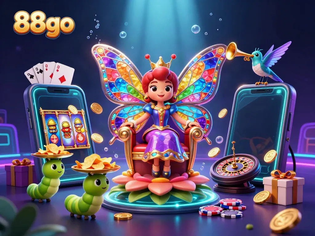 Engage with 88go as you enjoy vibrant casino elements in a stunning fantasy scene.