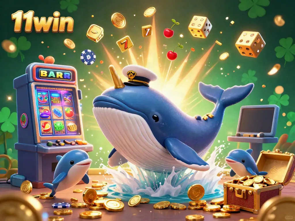 Experience thrilling wins at 11win with a vibrant 3D casino scene featuring playful characters and exciting game elements.