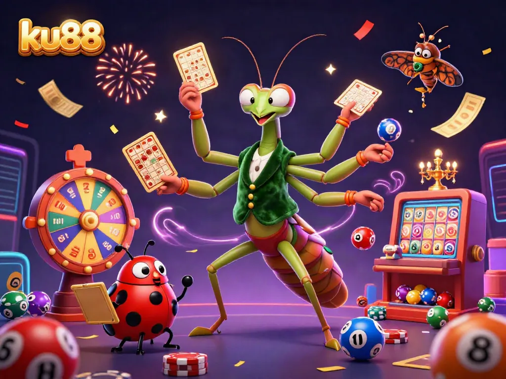 Experience the excitement of ku88 with vibrant scenes from a lively casino atmosphere featuring unique characters and games.