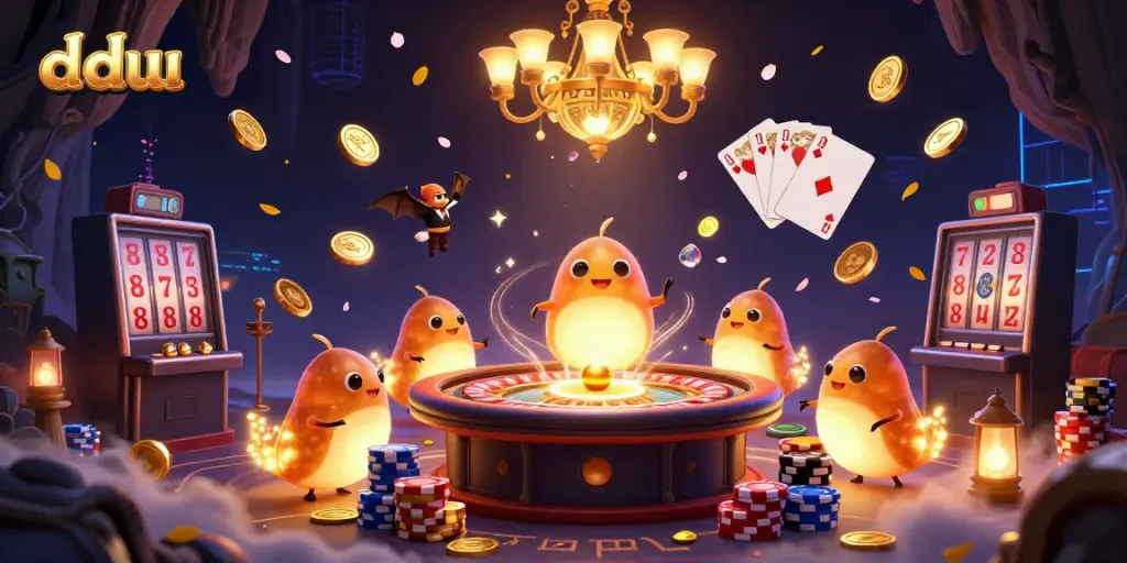 Experience thrill at dduu, the vibrant cave casino with glowing glowworms and a quirky bat dealer.