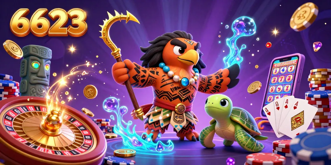 Cascading coins and poker chips surround the 6623 demigod hawk, enhancing the casino vibe.