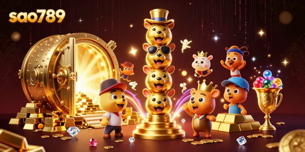 Experience the excitement of gambling with sao789's golden totem pole and animated riches.