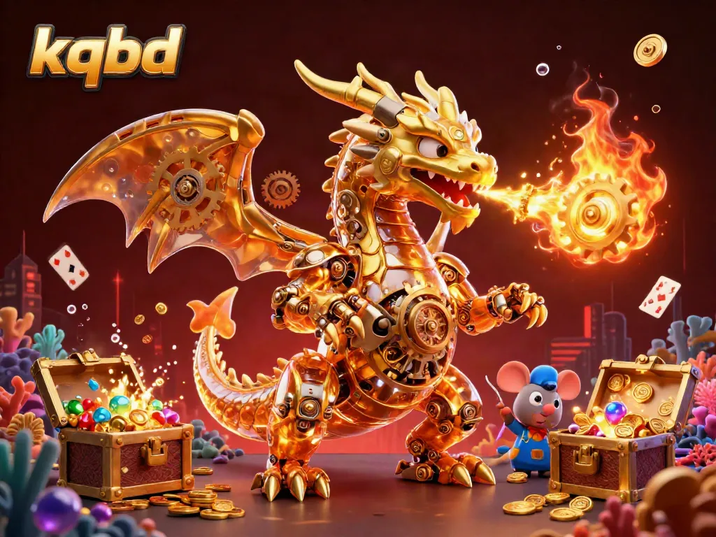 Experience kqbd with a golden dragon and treasures in an exciting casino scene.