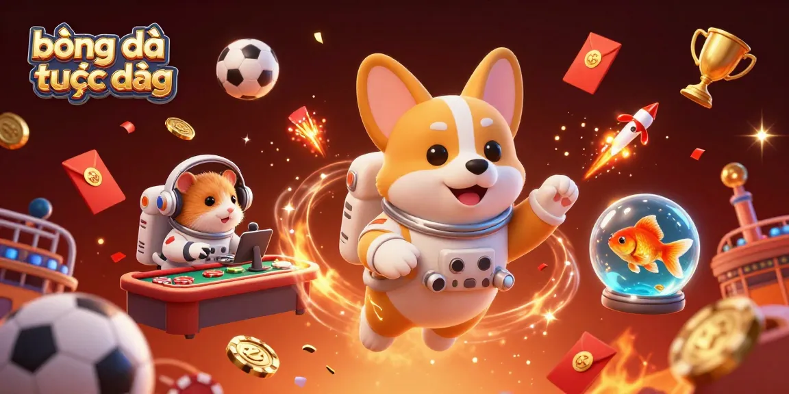 Engage with bóng đá trực tiếp in an immersive casino universe featuring floating chips and lively mascots.