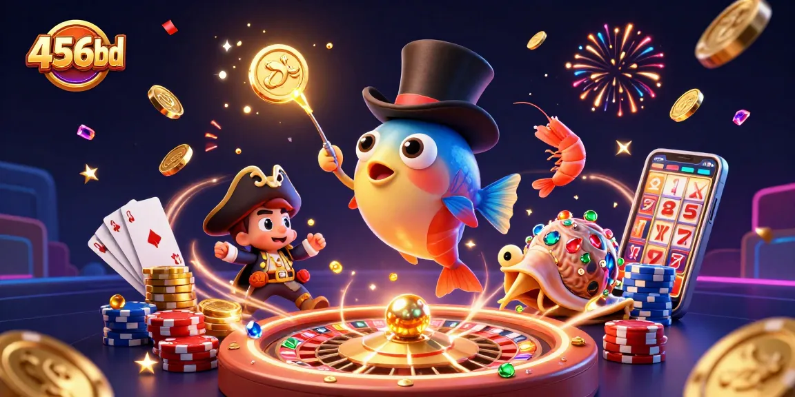 Engage in exciting gambling adventures with 456bd's vibrant casino illustration featuring magical sea creatures.