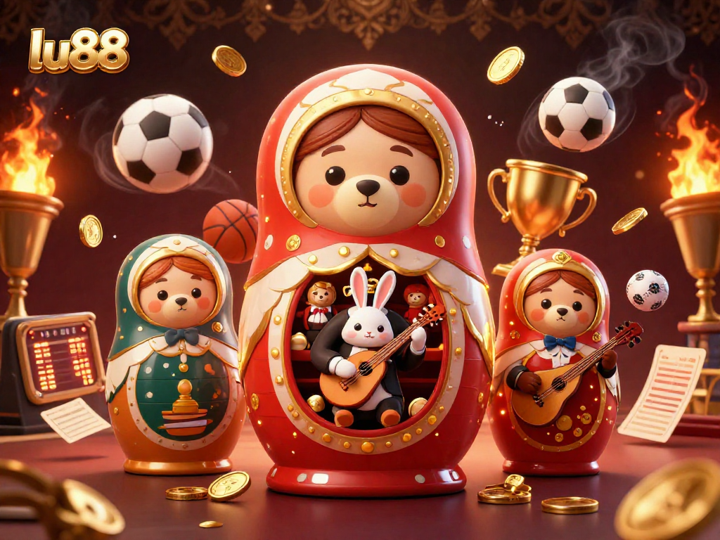 Play and win on lu88 with 3D characters celebrating casino excitement, featuring sports elements and vibrant energy.