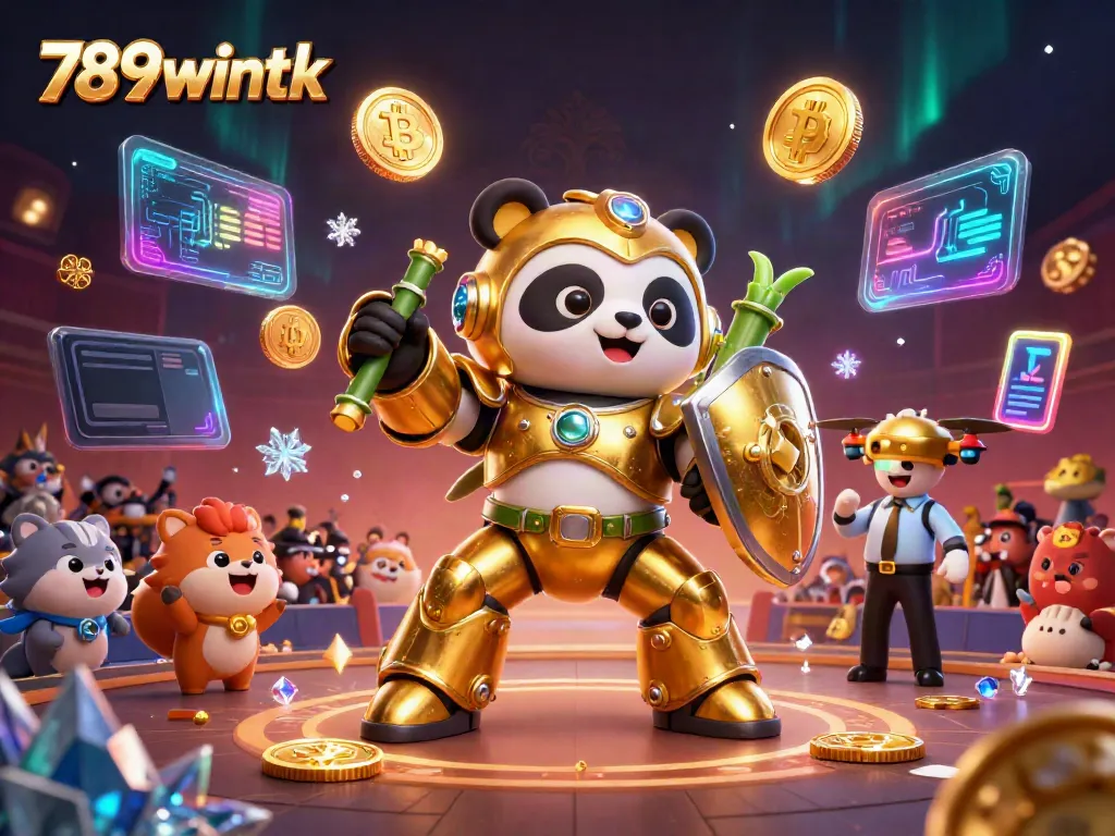 Immerse yourself at 789wintk with a dynamic golden panda battling in a vibrant casino arena.