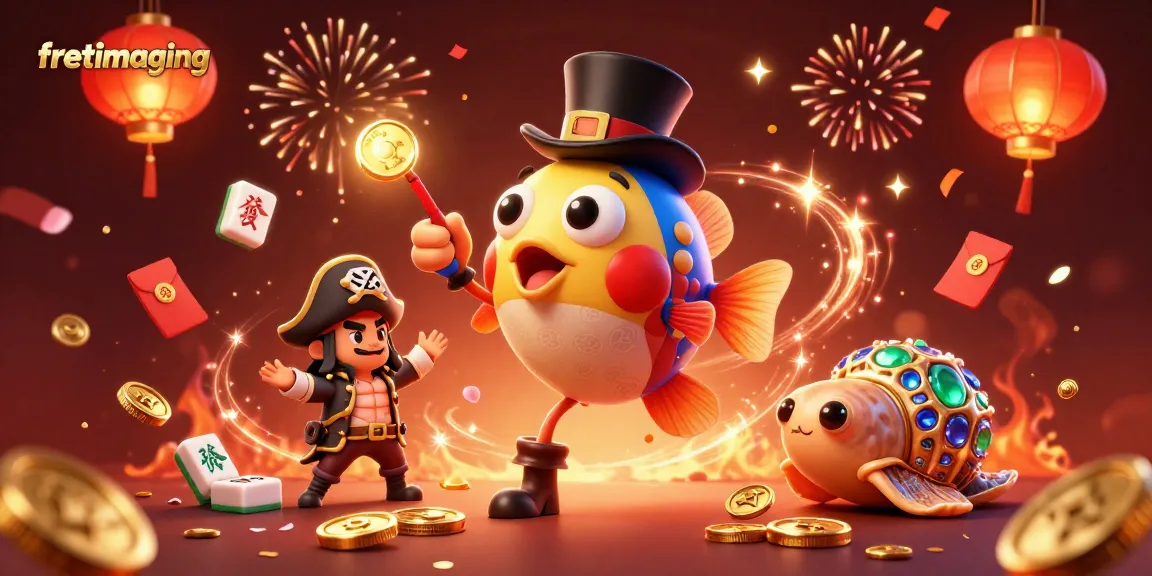 Experience vibrant casino fun with fretimaging's dynamic 3D characters and gaming elements under dazzling fireworks.