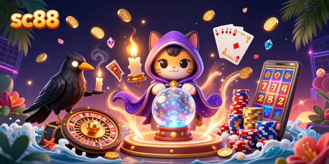 Experience thrilling wins at sc88 with a vibrant casino scene filled with lucky symbols and game elements.