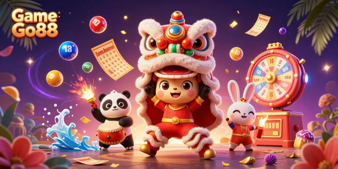 Win big with Game Go88 as vibrant lottery balls and prizes fill the festive scene.