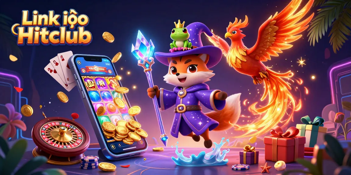 Experience thrilling gaming with Link vào Hitclub, showcasing magical characters and exciting casino elements.
