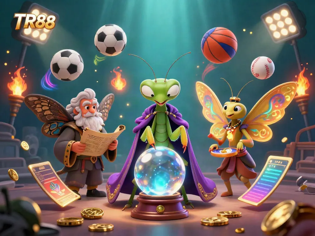 Players winning big at TR88 with fantasy-themed characters in an engaging casino scene