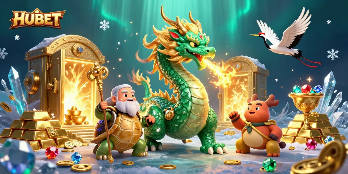 Experience immersive gaming with HUBET's vibrant 3D casino scene featuring legendary creatures and treasures.
