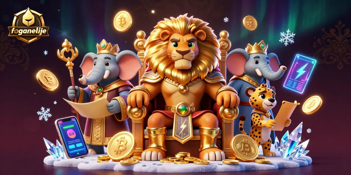 Experience thrilling gameplay at foganelije, featuring a lion king, elephant advisor, and cheetah messenger.