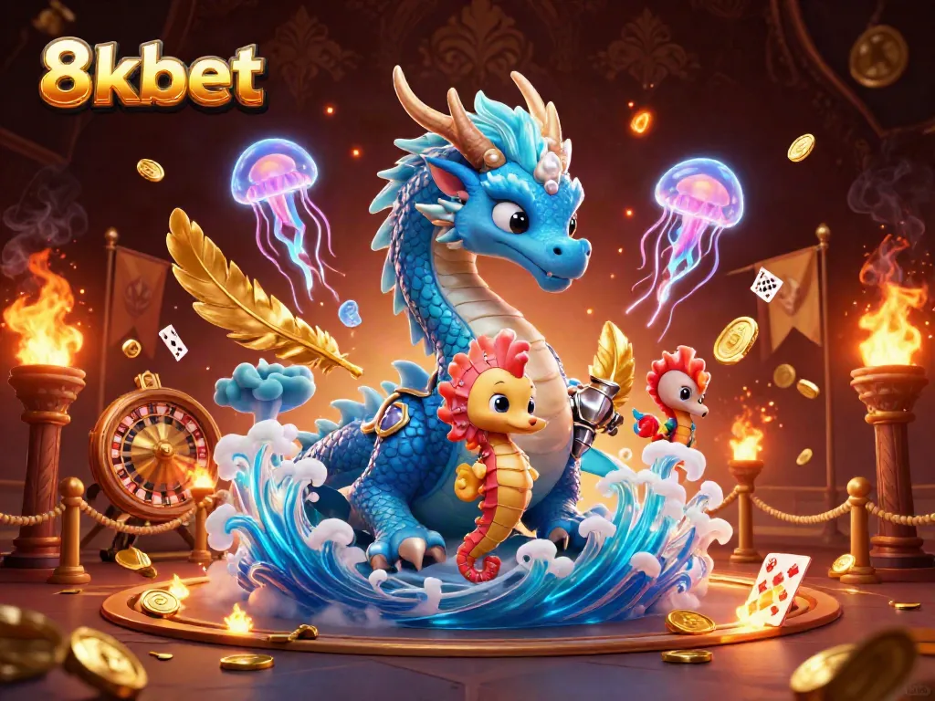 Experience the thrilling atmosphere of 8xbet with vibrant casino elements and lively characters.