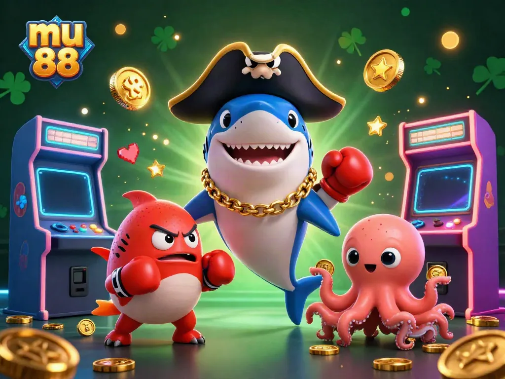 Experience thrilling action with mu 88 as players engage in 3D casino adventures surrounded by vibrant characters and game elements.