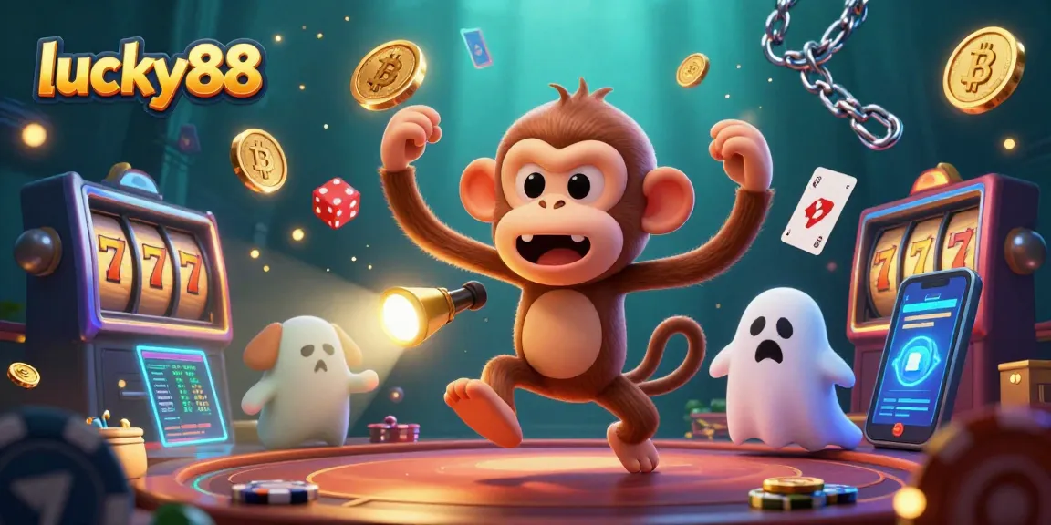 Engage with lucky88's thrilling slot games featuring playful characters and vibrant casino elements.