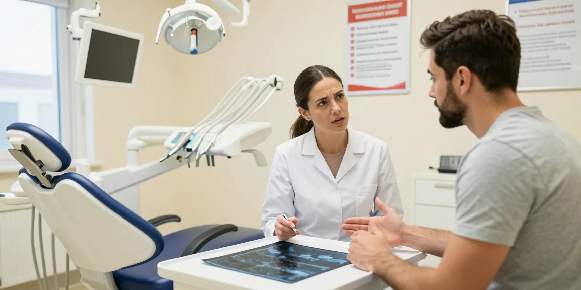 Dental malpractice in Turkey consultation showing dentist and concerned patient in a modern clinic
