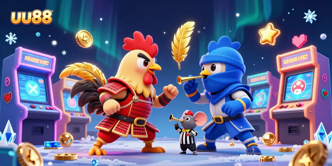 Engage with uu88 by placing bets while twin roosters face off in an exciting casino fight.