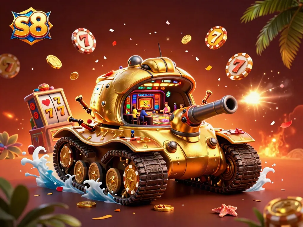 Experience thrilling slots gameplay with the vibrant s8 casino illustration, featuring dynamic scenes and game elements.