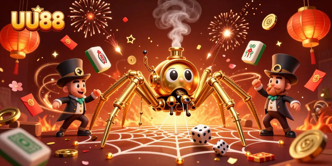 UU88 encapsulates vibrant casino excitement, featuring a steampunk spider and dynamic gaming elements.
