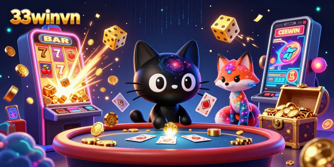 Engage with 33winvn's vibrant cosmic casino experience at a jackpot-filled table with unique characters.
