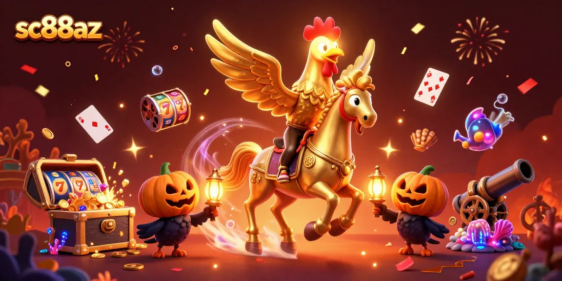 Experience the thrilling excitement of sc88az with a vibrant, packed casino scene featuring a golden rooster and underwater treasures.